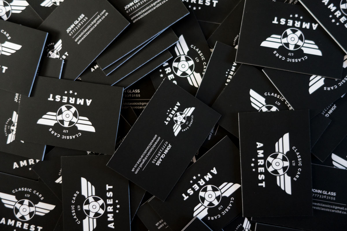 AMREST classic logo business card design 1