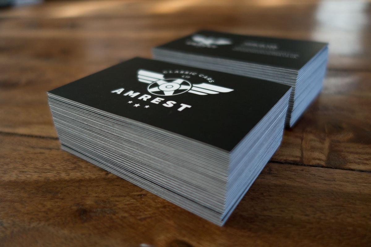 AMREST classic logo business card design 2