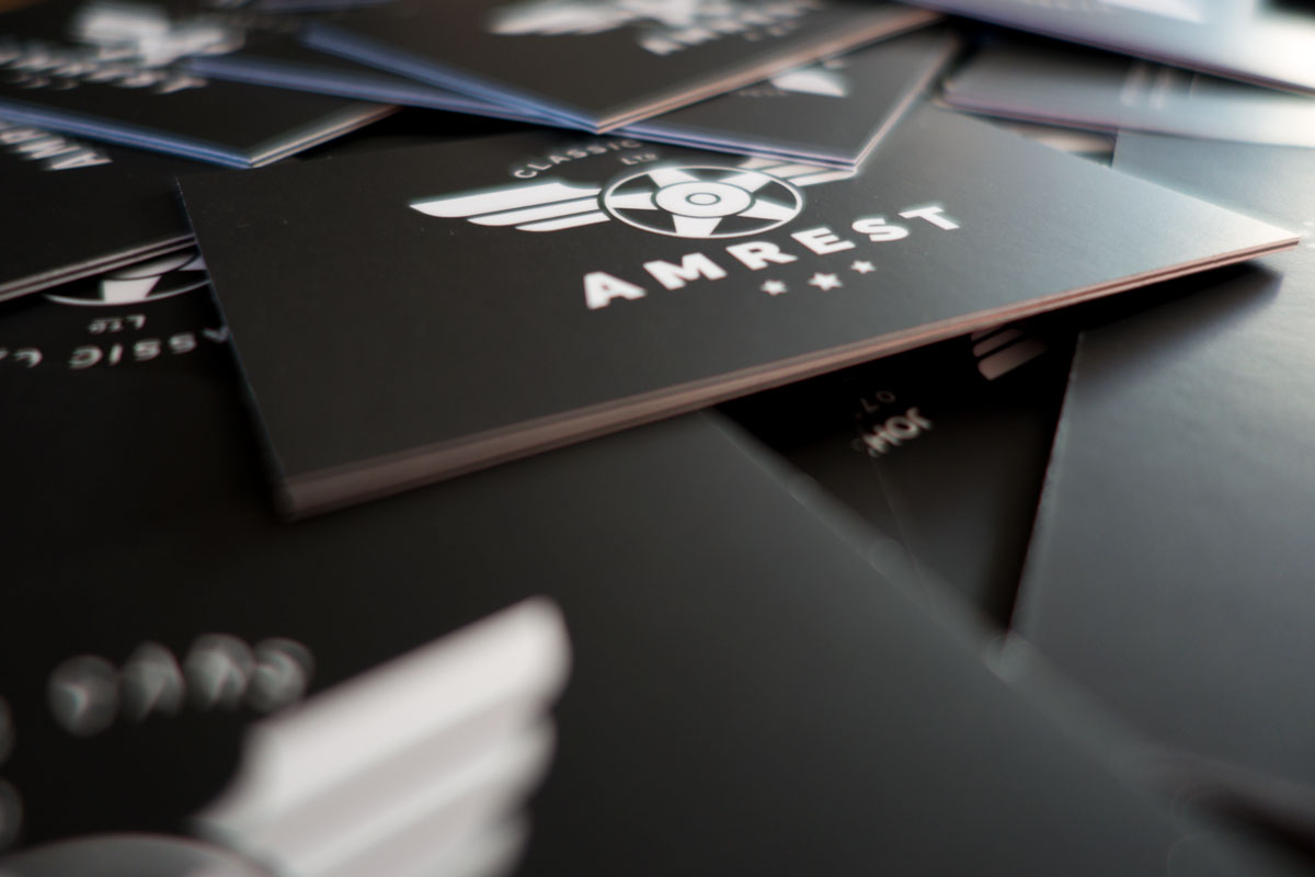AMREST classic logo business card design 5